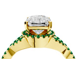 Yellow gold Radiant Cut Diamond with Emerald side stone Halo Twist Band Solitaire Prong Setting Ring_28