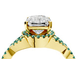 Yellow gold Radiant Cut Diamond with Green Sapphire side stone Halo Twist Band Solitaire Prong Setting Ring_46