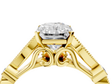 Yellow gold Radiant Cut Diamond with Milgrain Marquise and Bezel Accents on a Solitaire Band with Prong Setting_226