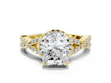 Yellow gold Radiant Cut Diamond with Moissanite side stone Halo Twist Band Solitaire Prong Setting Ring_30