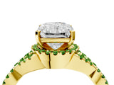 Yellow gold Radiant Cut Diamond with Peridot side stone Halo Twist Band Solitaire Prong Setting Ring_28