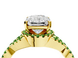 Yellow gold Radiant Cut Diamond with Peridot side stone Halo Twist Band Solitaire Prong Setting Ring_34