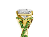 Yellow gold Radiant Cut Diamond with Peridot side stone Halo Twist Band Solitaire Prong Setting Ring_35