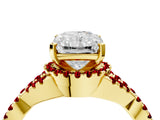 Yellow gold Radiant Cut Diamond with Ruby side stone Halo Twist Band Solitaire Prong Setting Ring_28