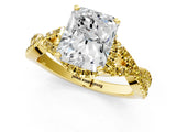 Yellow gold Radiant Cut Diamond with Yellow Sapphire side stone Halo Twist Band Solitaire Prong Setting Ring_25
