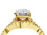 Yellow gold Radiant Cut Diamond with Yellow Sapphire side stone Halo Twist Band Solitaire Prong Setting Ring_28