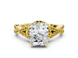 Yellow gold Radiant Cut Diamond with Yellow Sapphire side stone Halo Twist Band Solitaire Prong Setting Ring_30