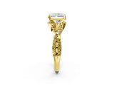 Yellow gold Radiant Cut Diamond with Yellow Sapphire side stone Halo Twist Band Solitaire Prong Setting Ring_32