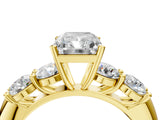 Yellow gold Radiant Cut Five-Stone Prong Set Diamond Ring with Classic Band_48