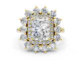 Yellow gold Radiant Cut Halo Cluster Diamond Ring with Pave Band and Four-Prong Setting_17