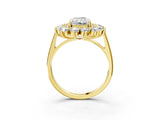 Yellow gold Radiant Cut Halo Cluster Diamond Ring with Pave Band and Four-Prong Setting_20