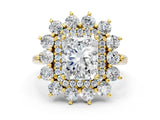 Yellow gold Radiant Cut Halo Cluster Diamond Ring with Pave Band and Four-Prong Setting_29