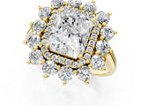 Yellow gold Radiant Cut Halo Cluster Diamond Ring with Pave Band and Four-Prong Setting_30