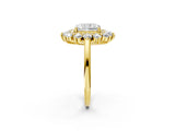 Yellow gold Radiant Cut Halo Cluster Diamond Ring with Pave Band and Four-Prong Setting_31
