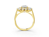 Yellow gold Radiant Cut Halo Cluster Diamond Ring with Pave Band and Four-Prong Setting_32