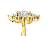 Yellow gold Radiant Cut Halo Diamond Cluster Ring with Marquise and Round Stones on a White Gold Band with Prong Setting_26