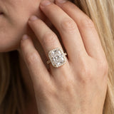Yellow gold Radiant Cut Halo Diamond Engagement Ring with Pave Band and Four-Prong Setting_14