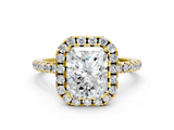 Yellow gold Radiant Cut Halo Diamond Engagement Ring with Pave Band and Four-Prong Setting_20