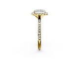 Yellow gold Radiant Cut Halo Diamond Engagement Ring with Pave Band and Four-Prong Setting_22