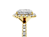 Yellow gold Radiant Cut Halo Diamond Engagement Ring with Pave Band and Four-Prong Setting_25