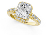 Yellow gold Radiant Cut Halo Diamond Engagement Ring with Pave Band and Four-Prong Setting_41