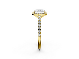 Yellow gold Radiant Cut Halo Diamond Engagement Ring with Pave Band and Four-Prong Setting_42