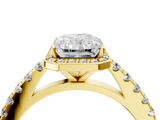 Yellow gold Radiant Cut Halo Diamond Engagement Ring with Pave Band and Four-Prong Setting_44