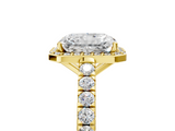 Yellow gold Radiant Cut Halo Diamond Engagement Ring with Pave Band and Four-Prong Setting_45