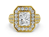 Yellow gold Radiant Cut Halo Diamond Engagement Ring with Pave Split Shank and Four-Prong Setting_3