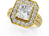 Yellow gold Radiant Cut Halo Diamond Engagement Ring with Pave Split Shank and Four-Prong Setting_4