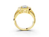Yellow gold Radiant Cut Halo Diamond Engagement Ring with Pave Split Shank and Four-Prong Setting_6
