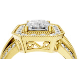 Yellow gold Radiant Cut Halo Diamond Engagement Ring with Pave Split Shank and Four-Prong Setting_7