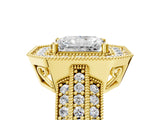 Yellow gold Radiant Cut Halo Diamond Engagement Ring with Pave Split Shank and Four-Prong Setting_8