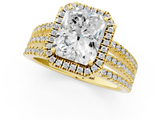 Yellow gold Radiant Cut Halo Diamond Engagement Ring with Split Shank and Four-Prong Setting_21