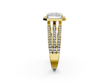 Yellow gold Radiant Cut Halo Diamond Engagement Ring with Split Shank and Four-Prong Setting_22