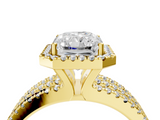 Yellow gold Radiant Cut Halo Diamond Engagement Ring with Split Shank and Four-Prong Setting_24