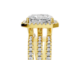 Yellow gold Radiant Cut Halo Diamond Engagement Ring with Split Shank and Four-Prong Setting_25