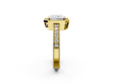 Yellow gold Radiant Cut Halo Diamond Pave Band Ring with Four-Prong Setting_63