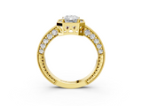 Yellow gold Radiant Cut Halo Diamond Pave Band Ring with Four-Prong Setting_64