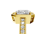 Yellow gold Radiant Cut Halo Diamond Pave Band Ring with Four-Prong Setting_66