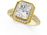 Yellow gold Radiant Cut Halo Diamond Pave Band with Four-Prong Setting_50