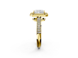 Yellow gold Radiant Cut Halo Diamond Pave Band with Four-Prong Setting_51