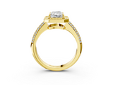 Yellow gold Radiant Cut Halo Diamond Pave Band with Four-Prong Setting_52