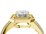Yellow gold Radiant Cut Halo Diamond Pave Band with Four-Prong Setting_53