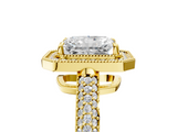 Yellow gold Radiant Cut Halo Diamond Pave Band with Four-Prong Setting_54