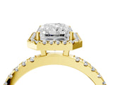 Yellow gold Radiant Cut Halo Diamond Pave Band with Prong Setting_12