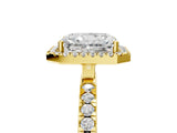 Yellow gold Radiant Cut Halo Diamond Pave Band with Prong Setting_13