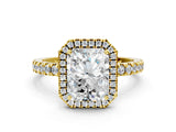 Yellow gold Radiant Cut Halo Diamond Pave Band with Prong Setting_8