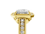 Yellow gold Radiant Cut Halo Diamond Ring with Pavé Band and Four-Prong Setting_69