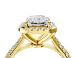 Yellow gold Radiant Cut Halo Diamond Ring with Pavé Band_26